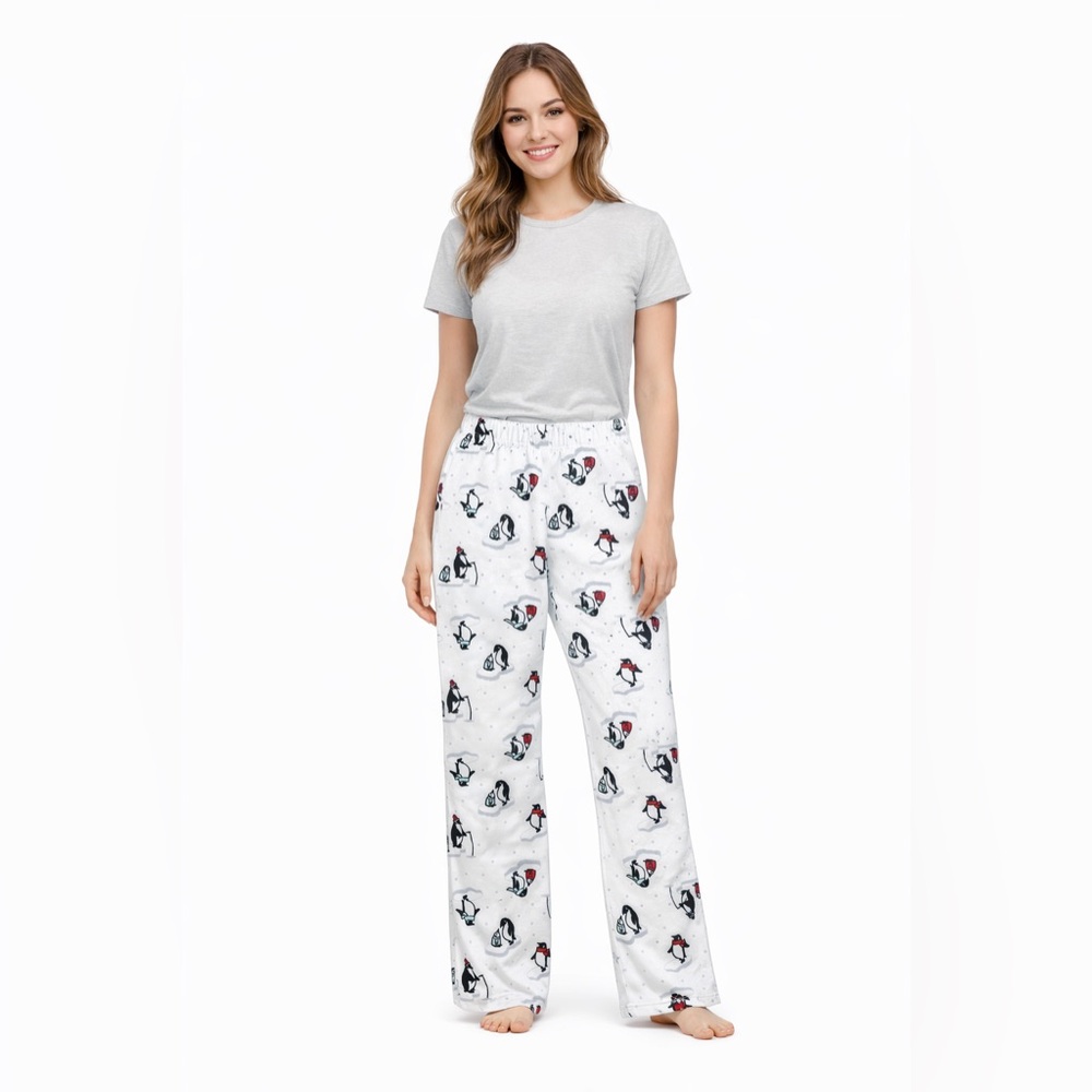 Ardene White Pajama Pants with Penguin Print